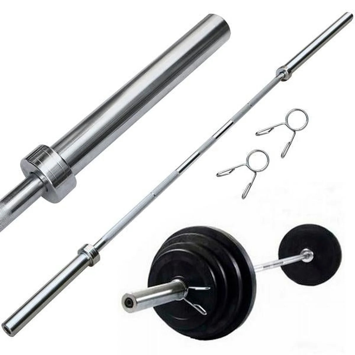 7Ft Chrome Olympic Barbell Bar, Silver