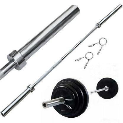 7Ft Chrome Olympic Barbell Bar, Silver
